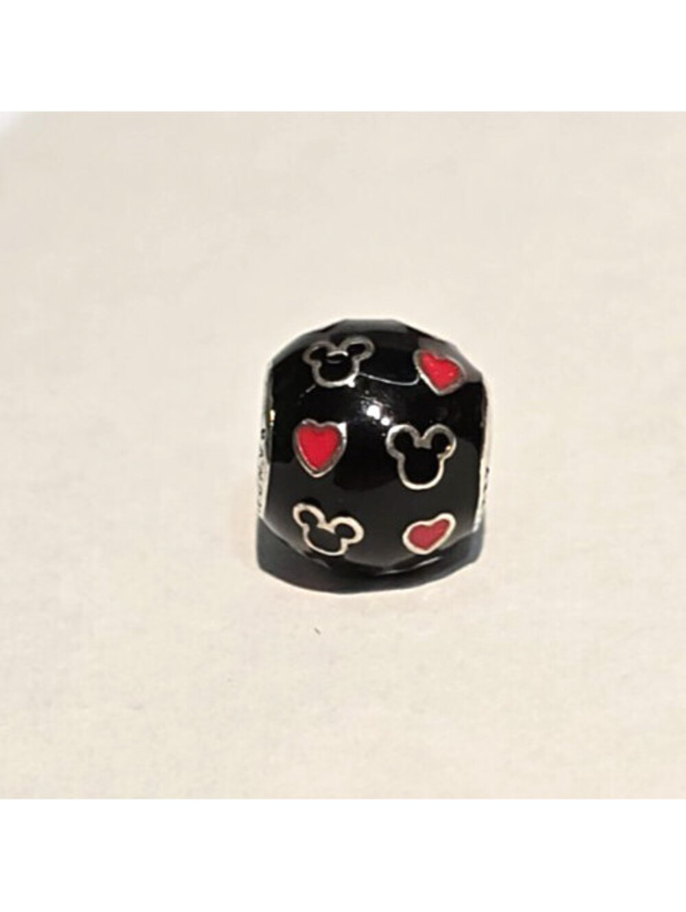 Pandora Mickey and Hearts Sterling Silver Charm Red Black Enamel
